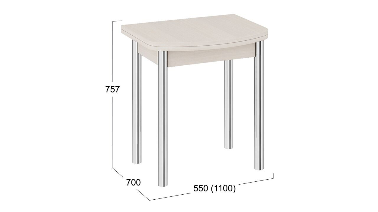 обеденный стол раскладной с хромированными ножками